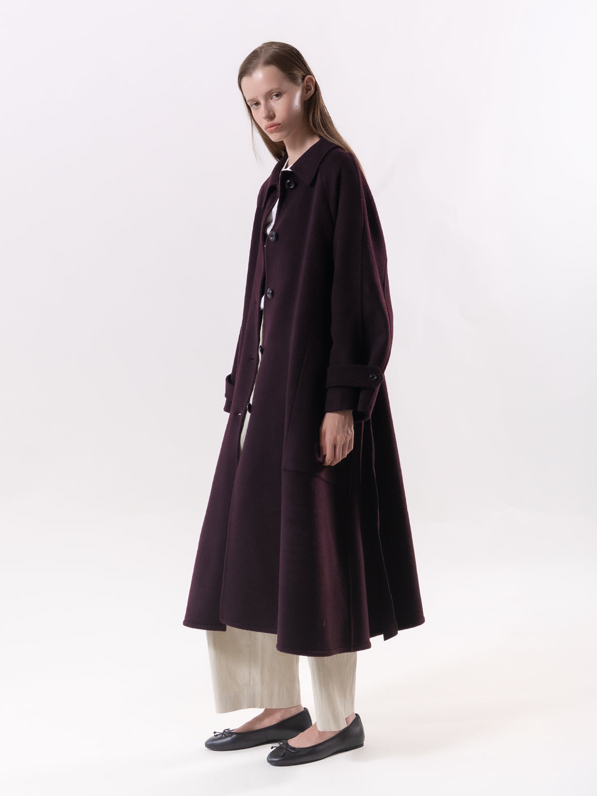 Burgundy Classic Raglan Wool Coat