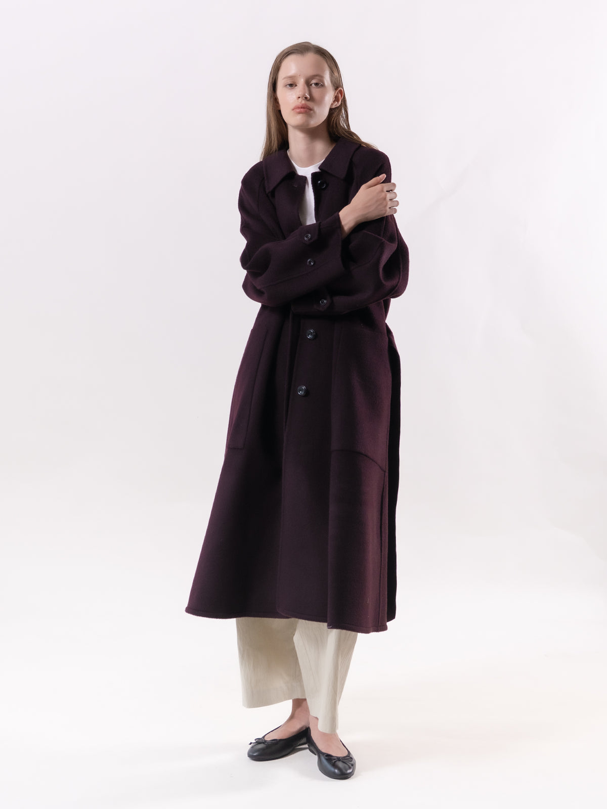 Burgundy Classic Raglan Wool Coat