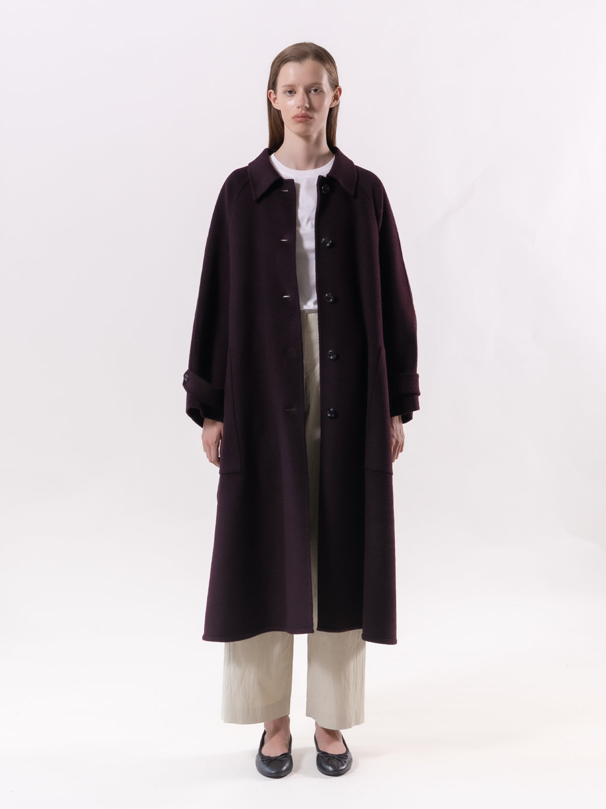 Burgundy Classic Raglan Wool Coat