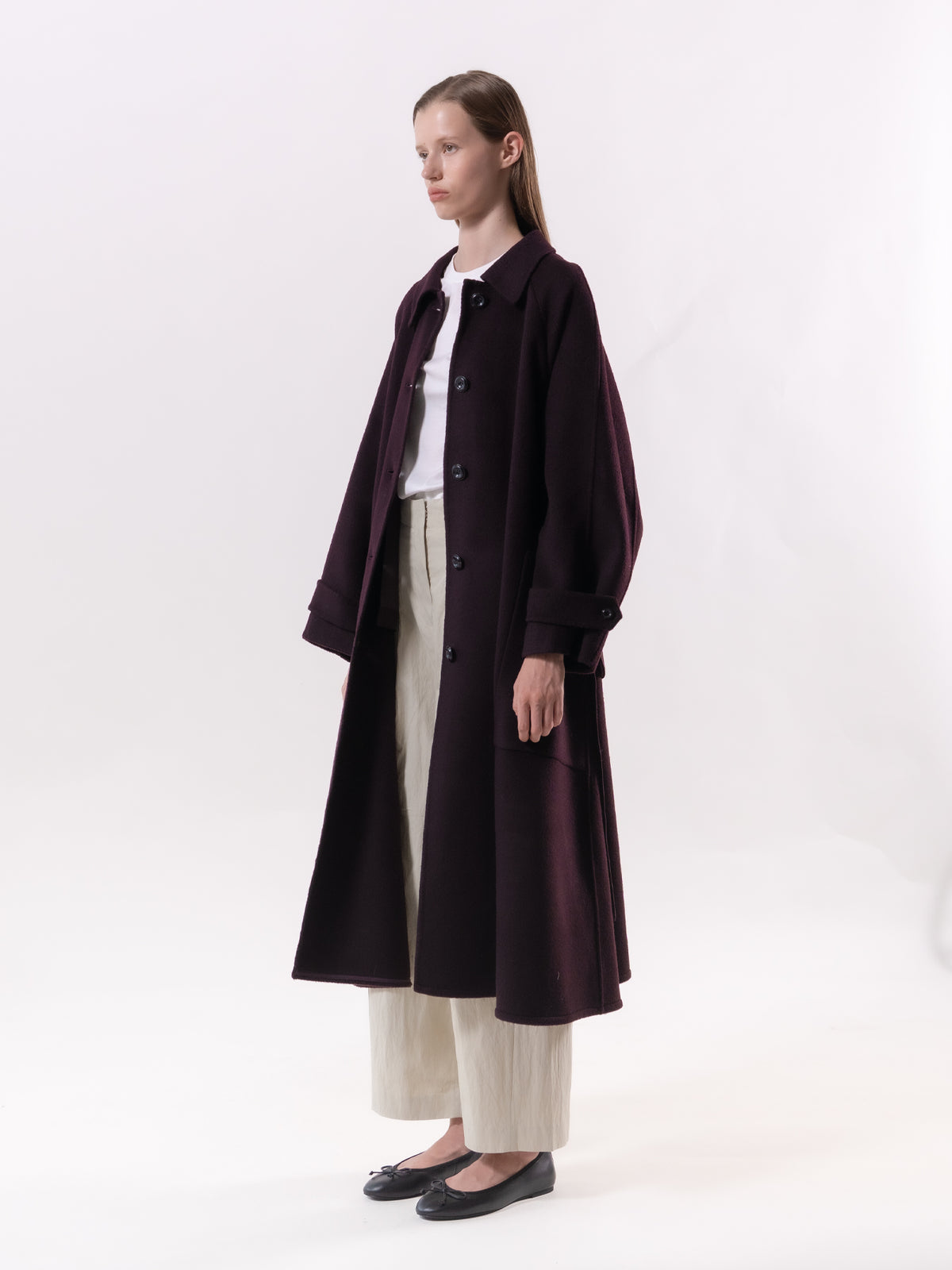 Burgundy Classic Raglan Wool Coat