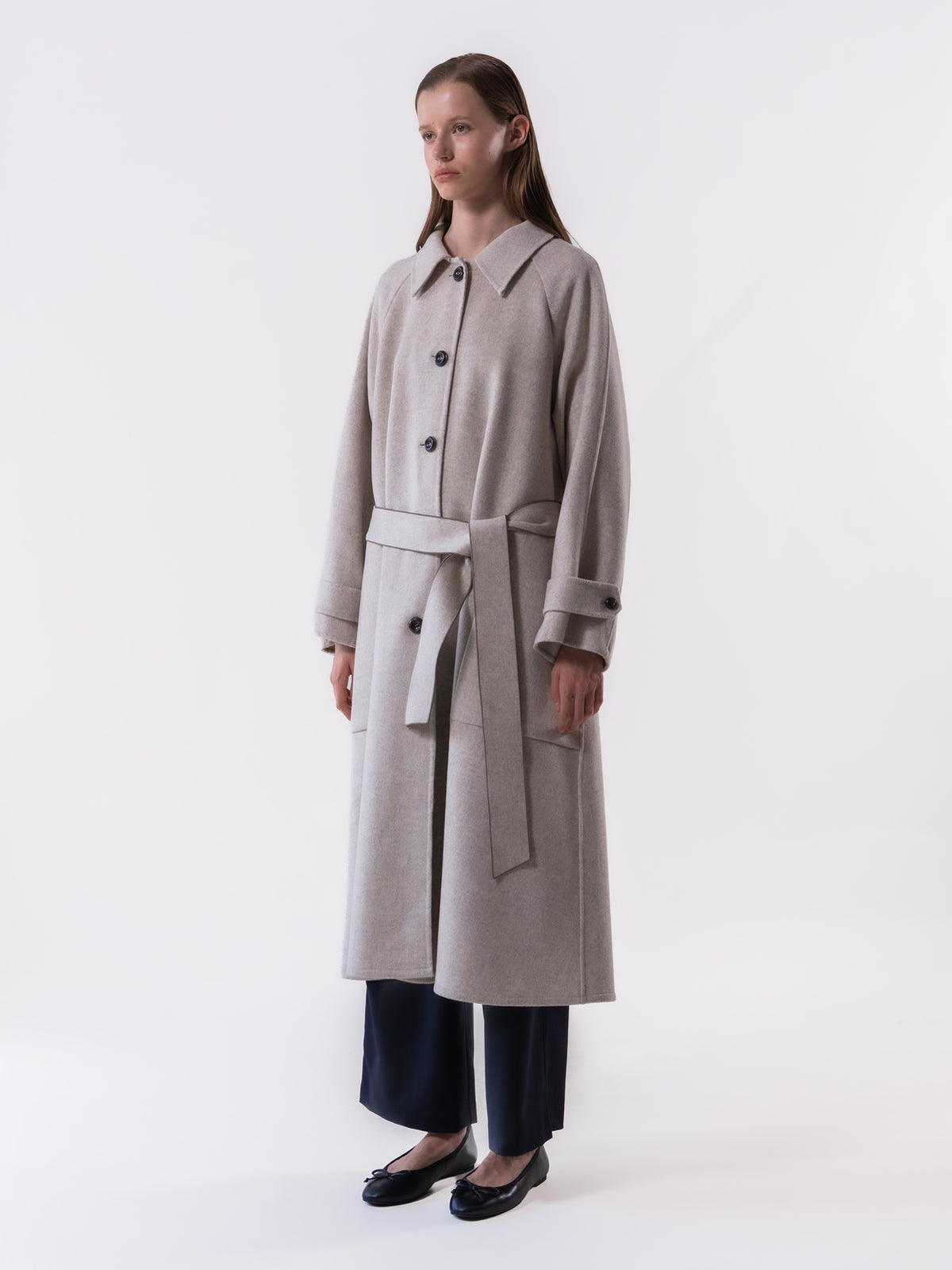 Oatmeal Classic Raglan Wool Coat