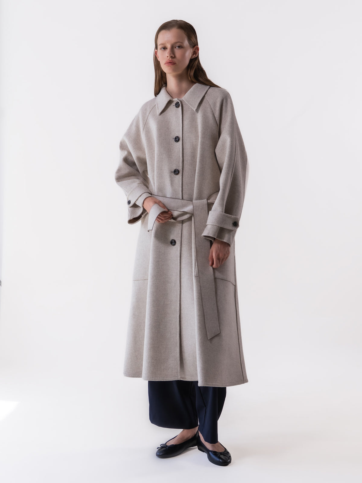 Oatmeal Classic Raglan Wool Coat