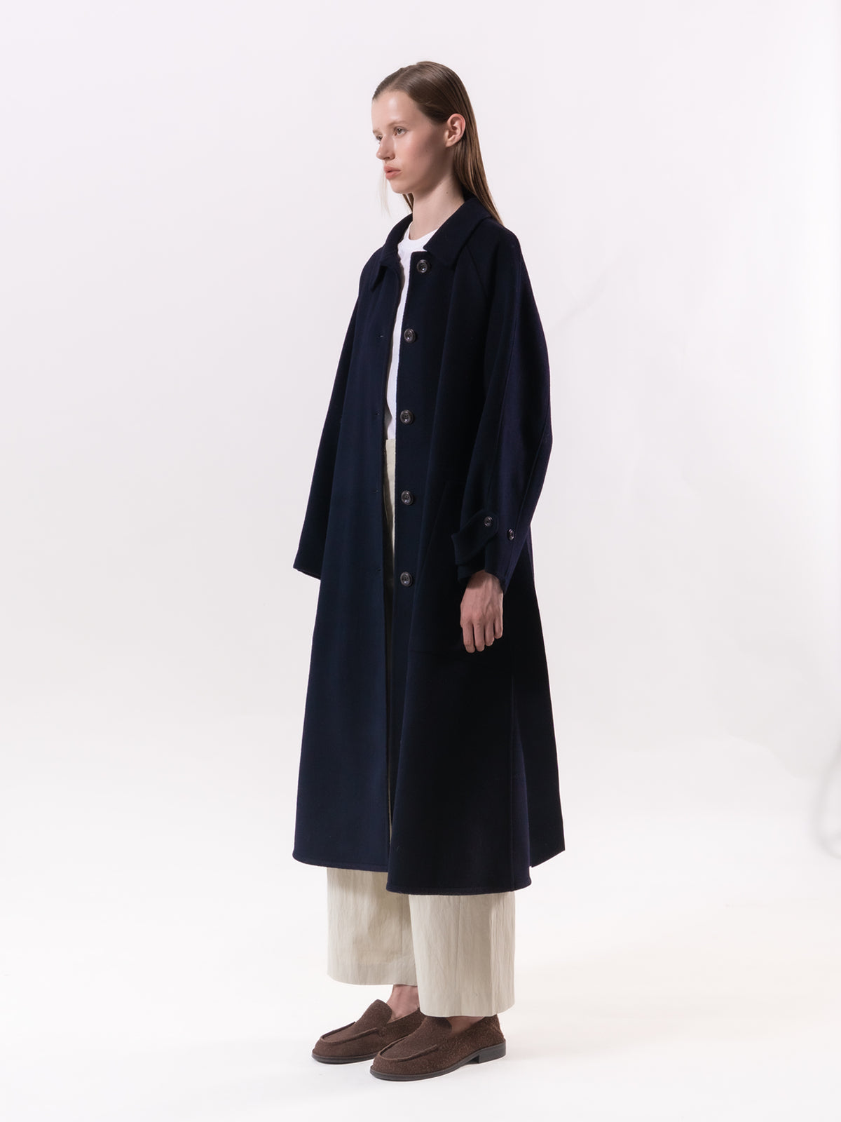 Navy Classic Raglan Wool Coat
