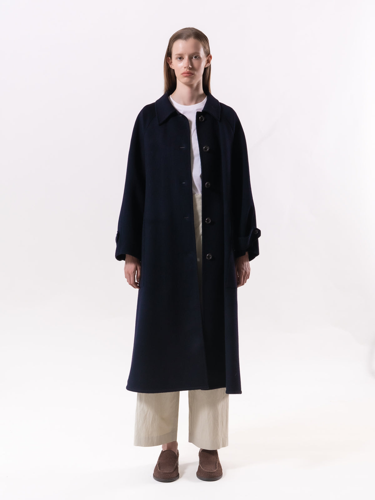 Navy Classic Raglan Wool Coat
