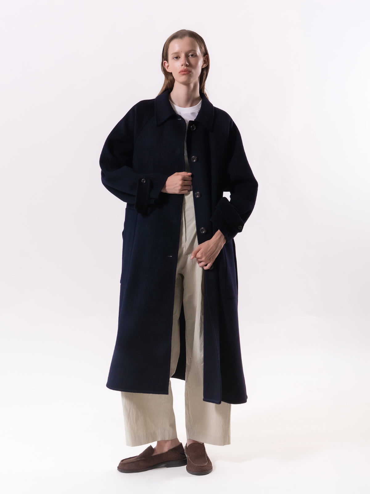 Navy Classic Raglan Wool Coat