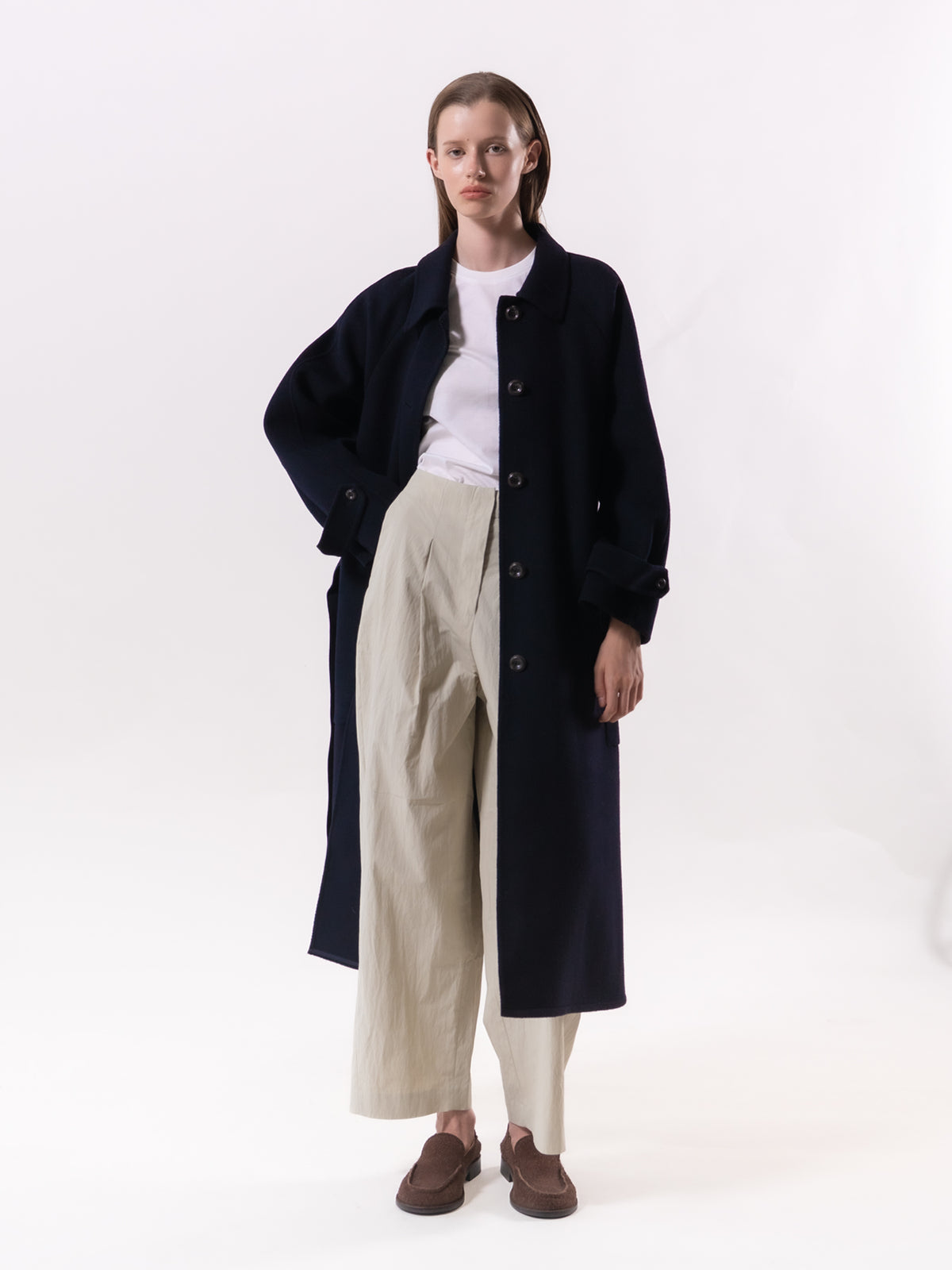 Navy Classic Raglan Wool Coat