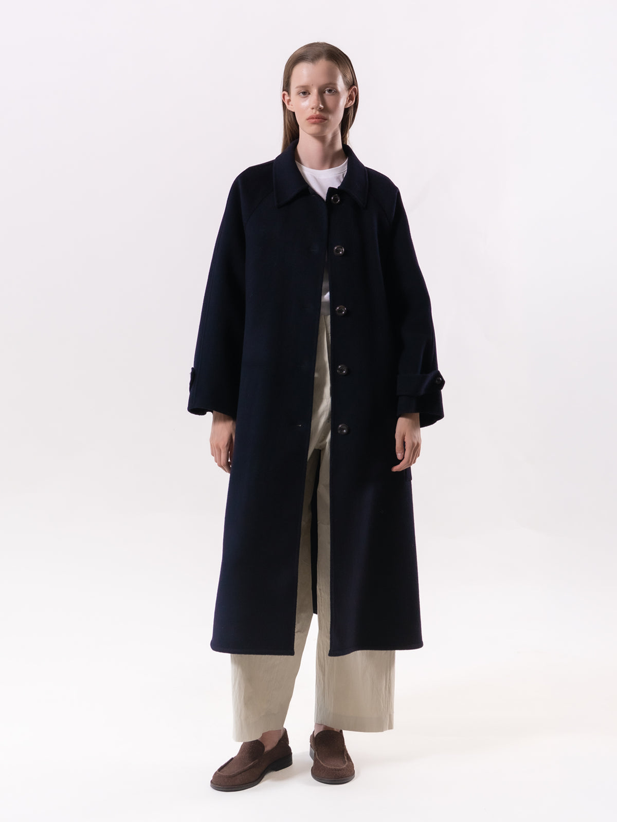 Navy Classic Raglan Wool Coat