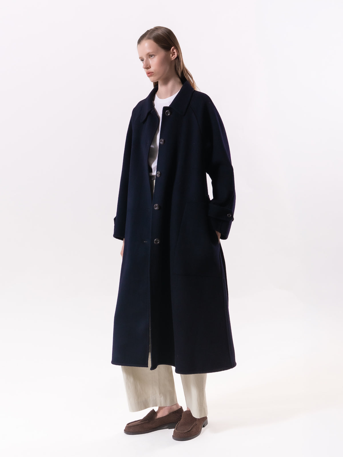 Navy Classic Raglan Wool Coat