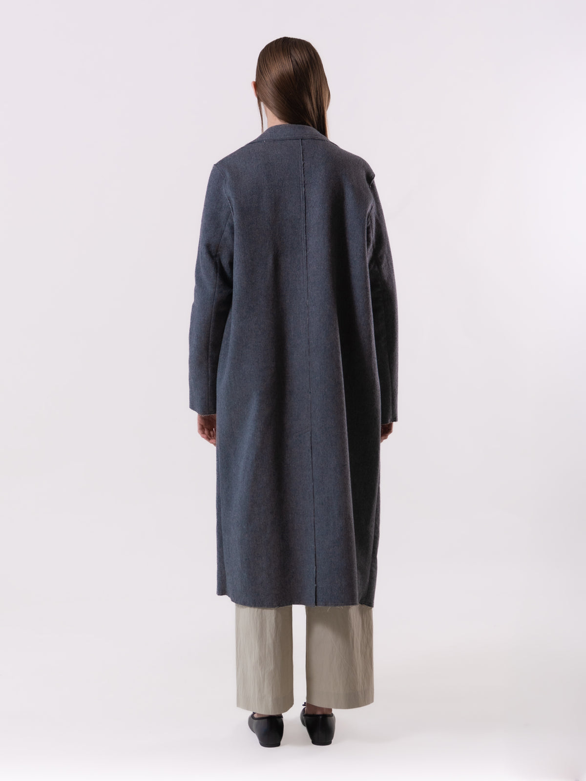 Grey Raw Edge Wool Coat