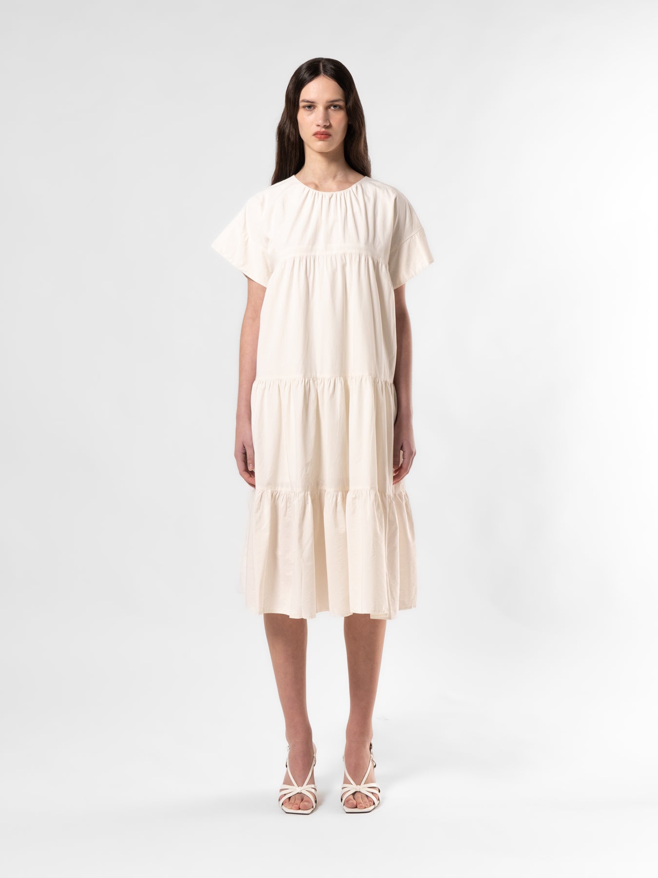 Cream Tiered T-shirt Dress MEDIUM-LARGE / DR2806