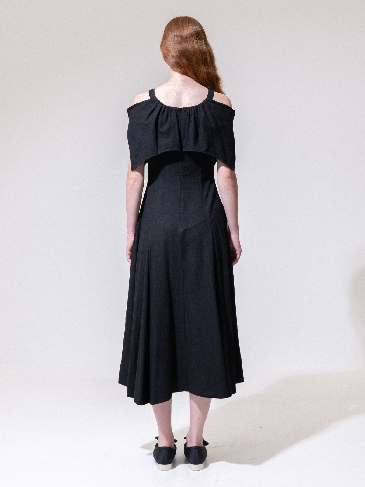 Black Draped Double Layer Dress