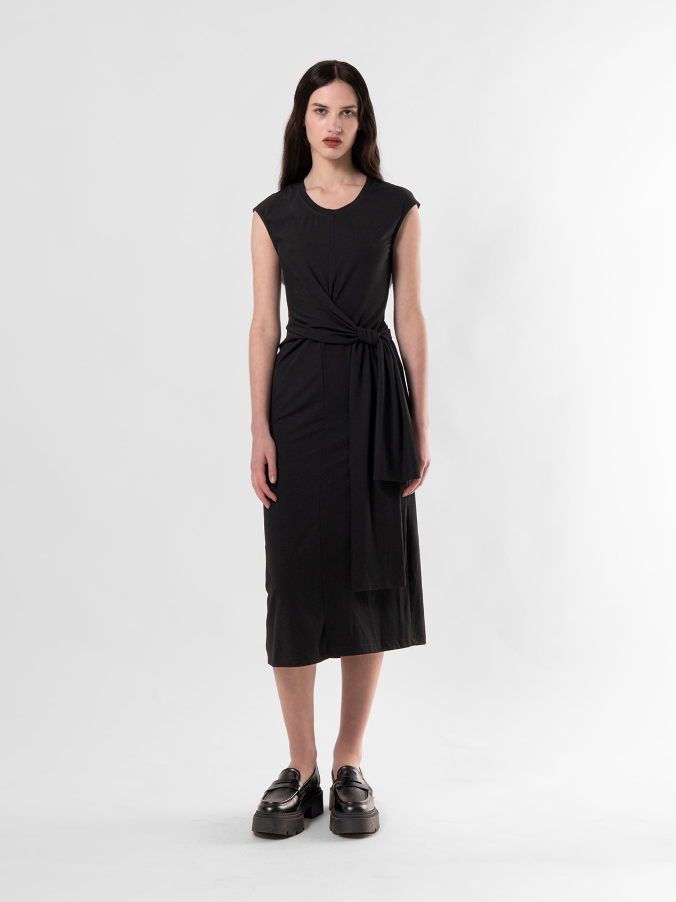 Black Short-Sleeve Side-Tie Dress EMIN + PAUL Black Short-Sleeve Side-Tie Dress EMIN + PAUL