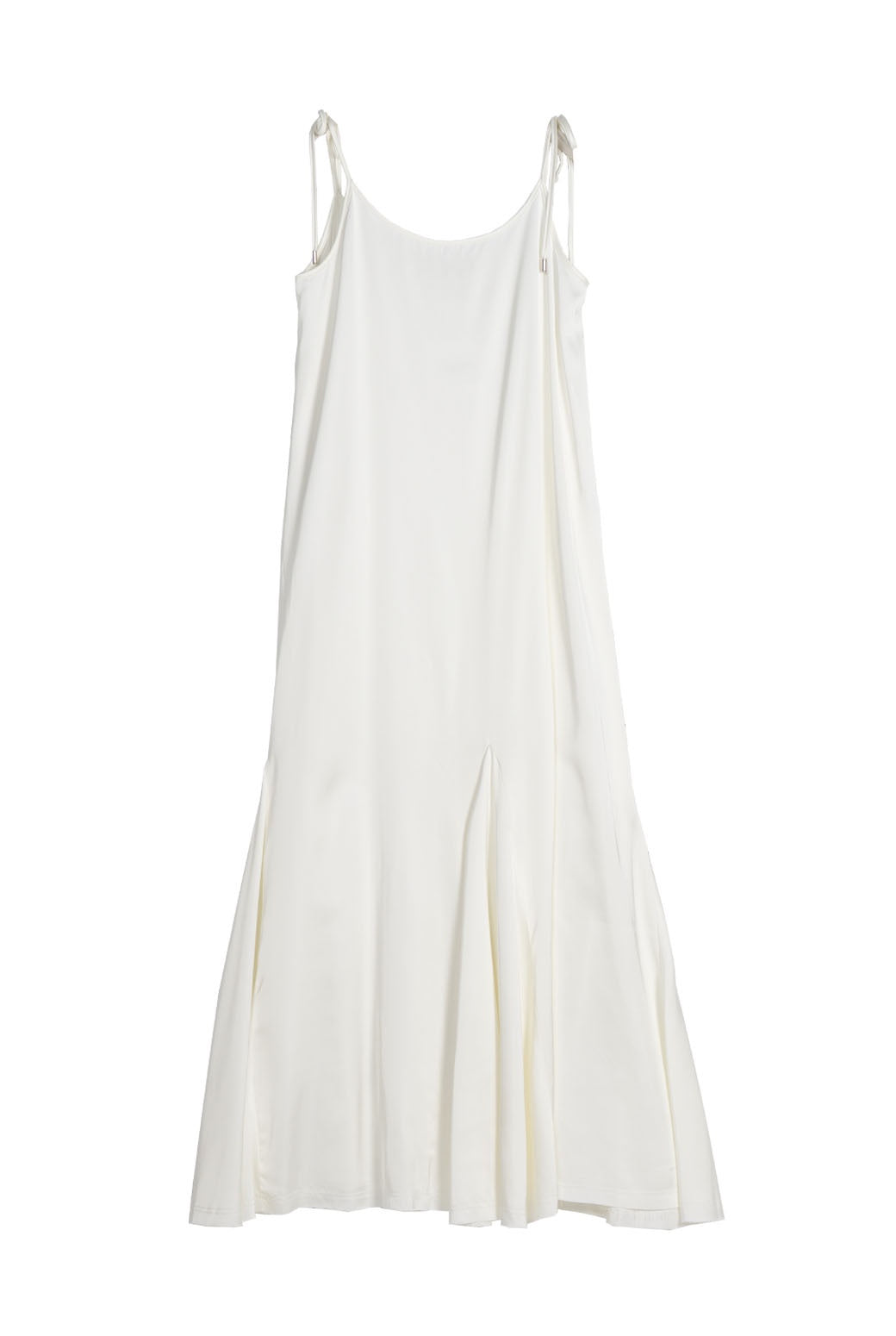 Cream Satin Sleeveless Long Dress