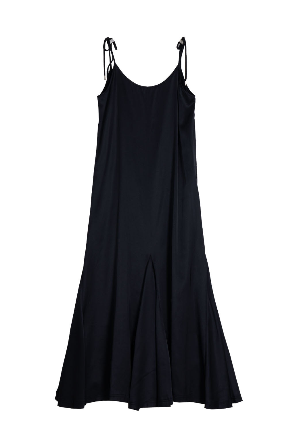 Navy Satin Sleeveless Long Dress