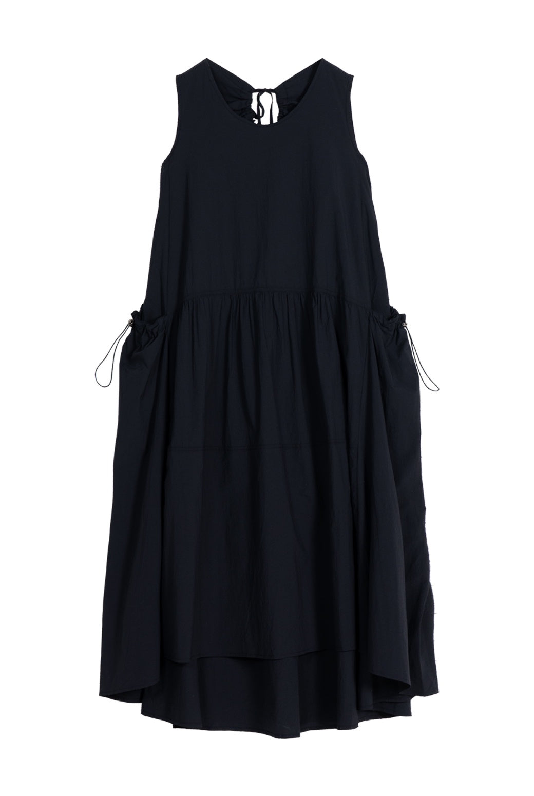 Navy Drawstring Volume Dress