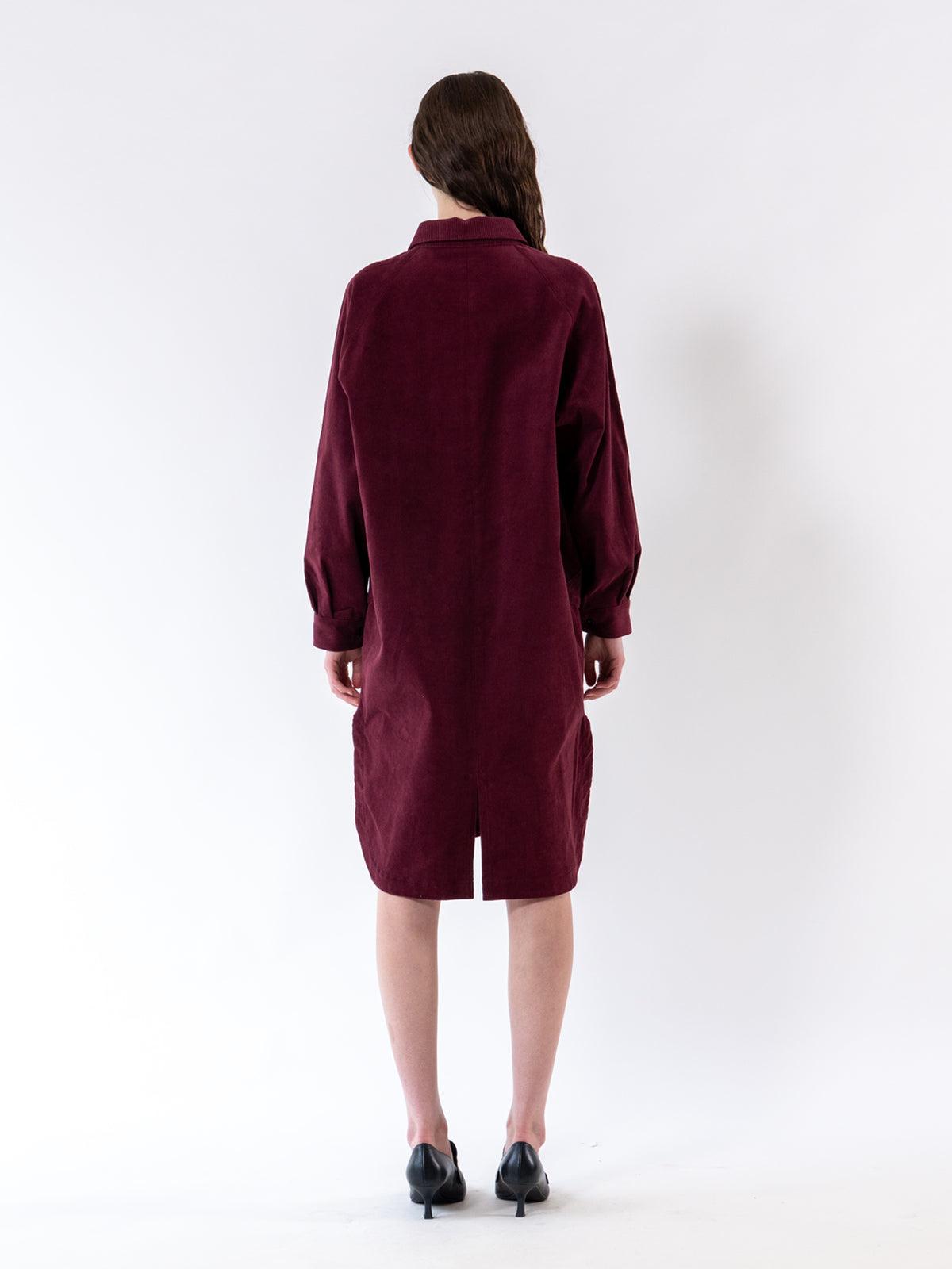 Burgundy Corduroy Relax Shirt Dress