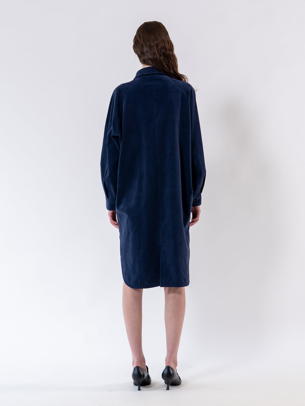 Navy Corduroy Relax Shirt Dress