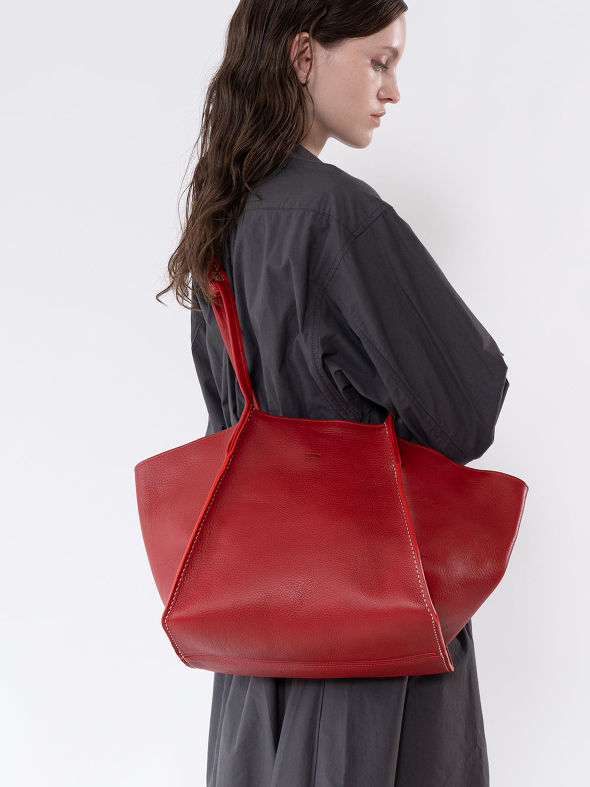 Red rhombus Leather Bag