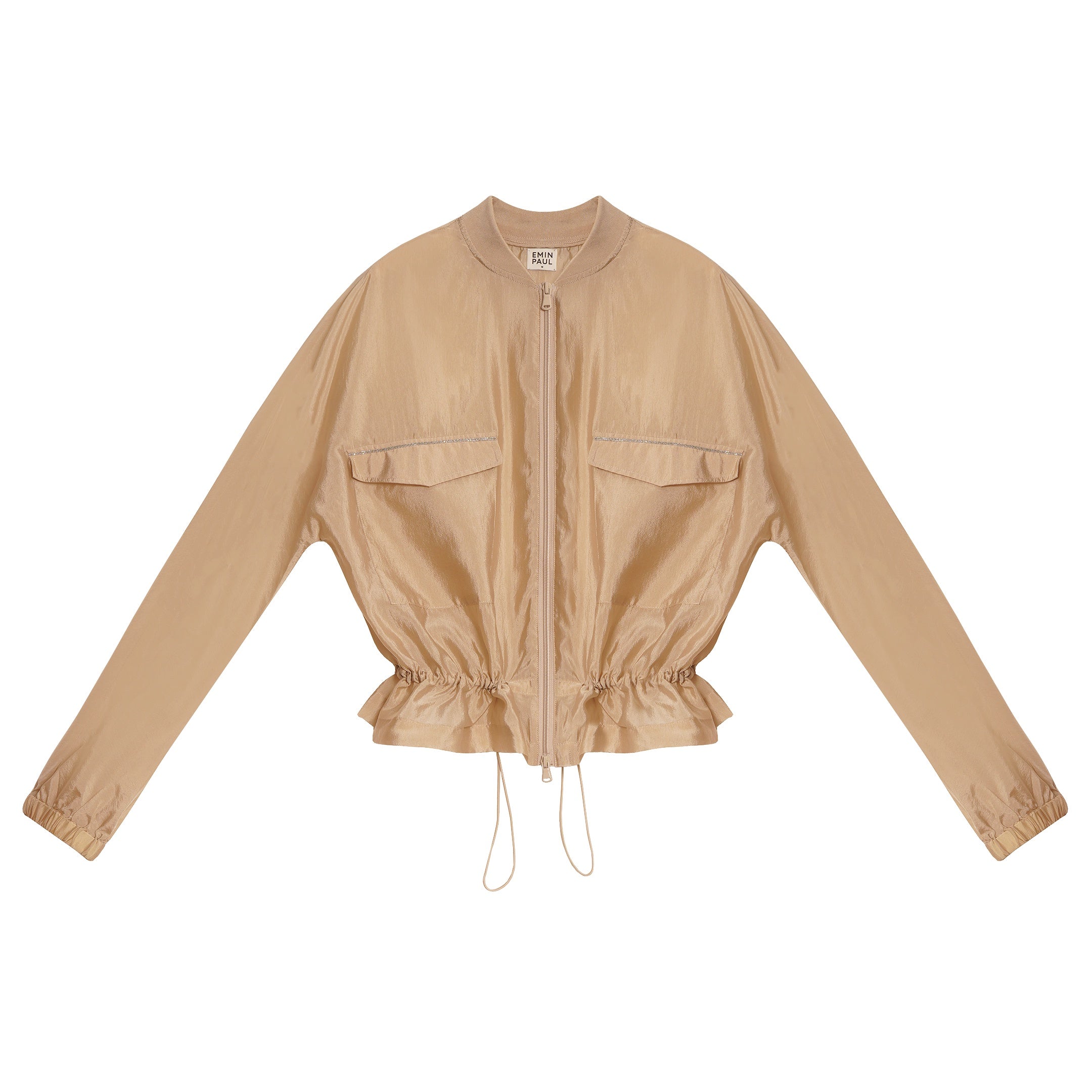 Beige Drawstring Zip-Up Jacket – EMIN + PAUL