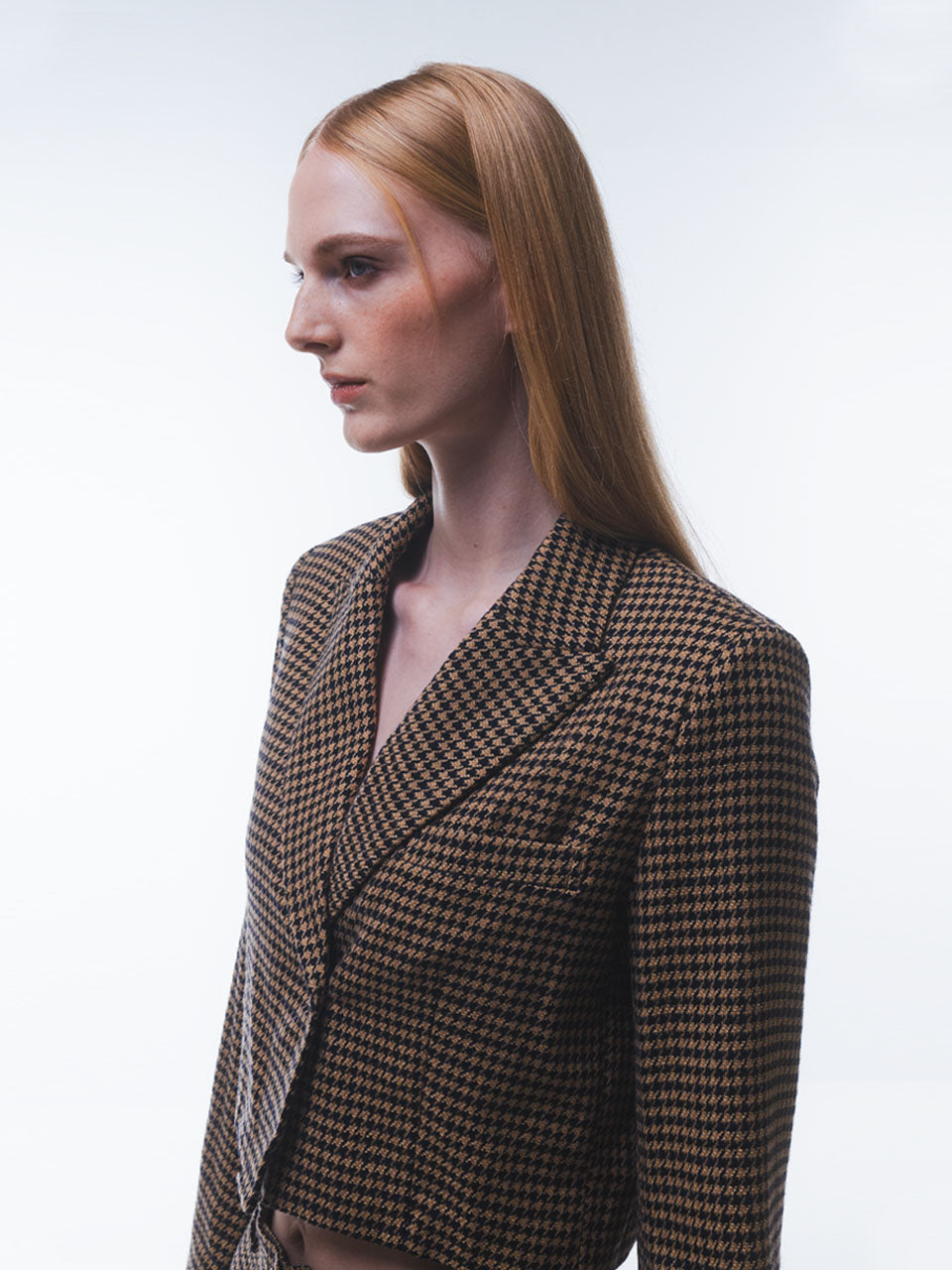 Houndstooth Cropped Blazer