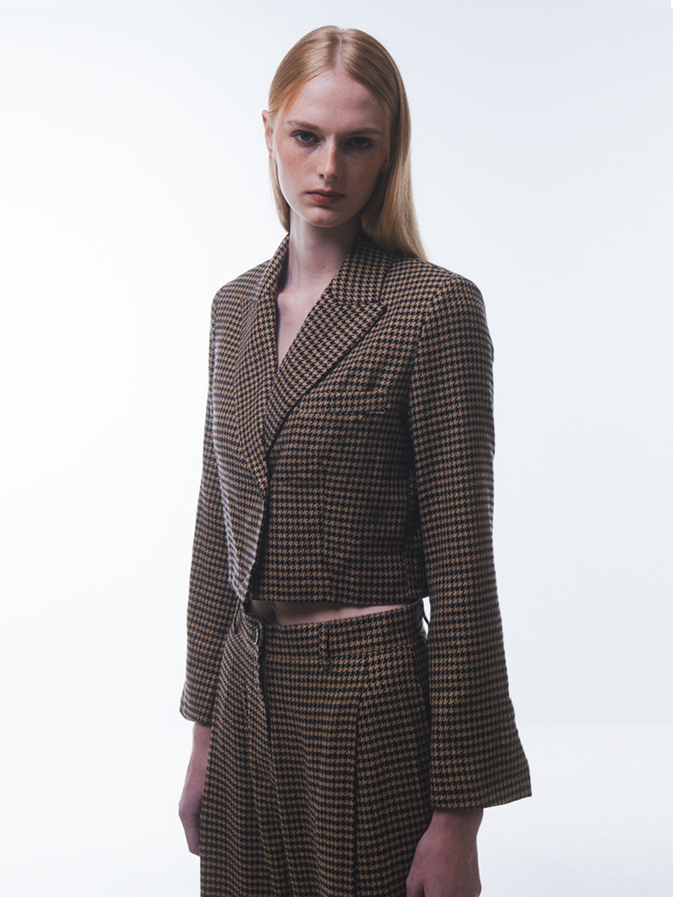 Houndstooth Cropped Blazer
