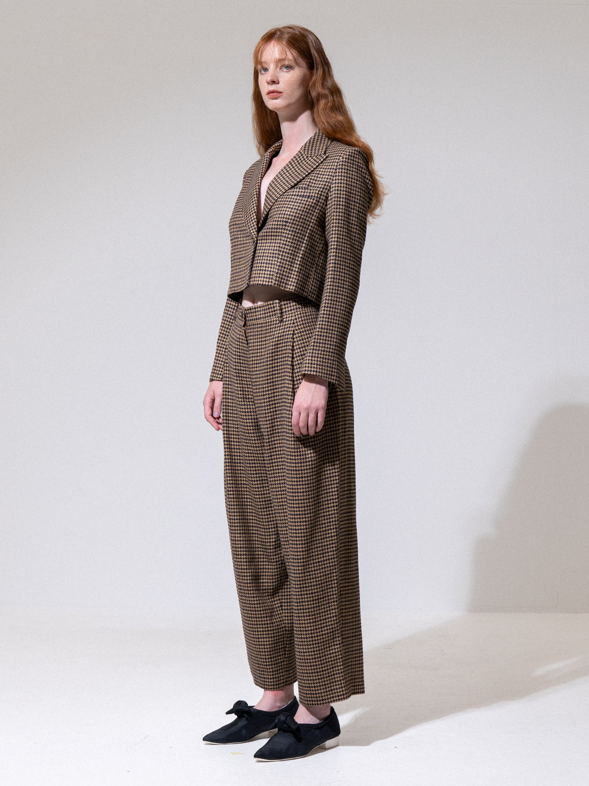 Houndstooth Cropped Blazer