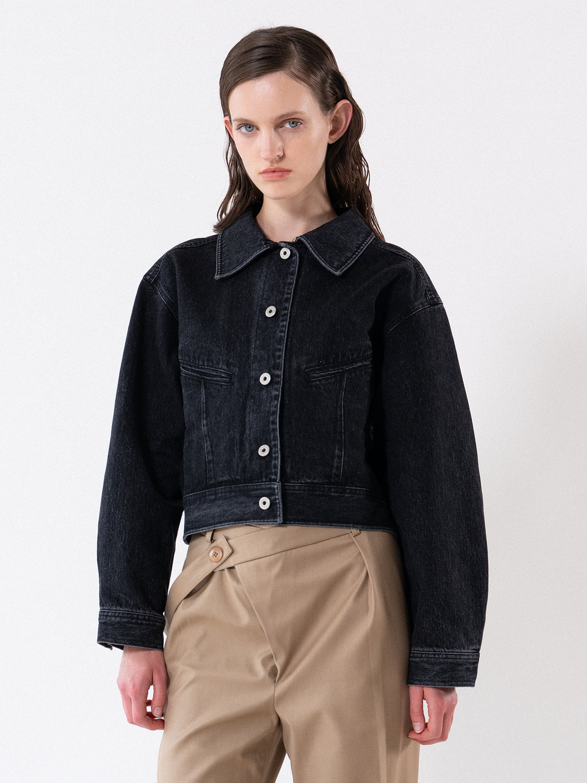 Black Cropped Denim Jacket