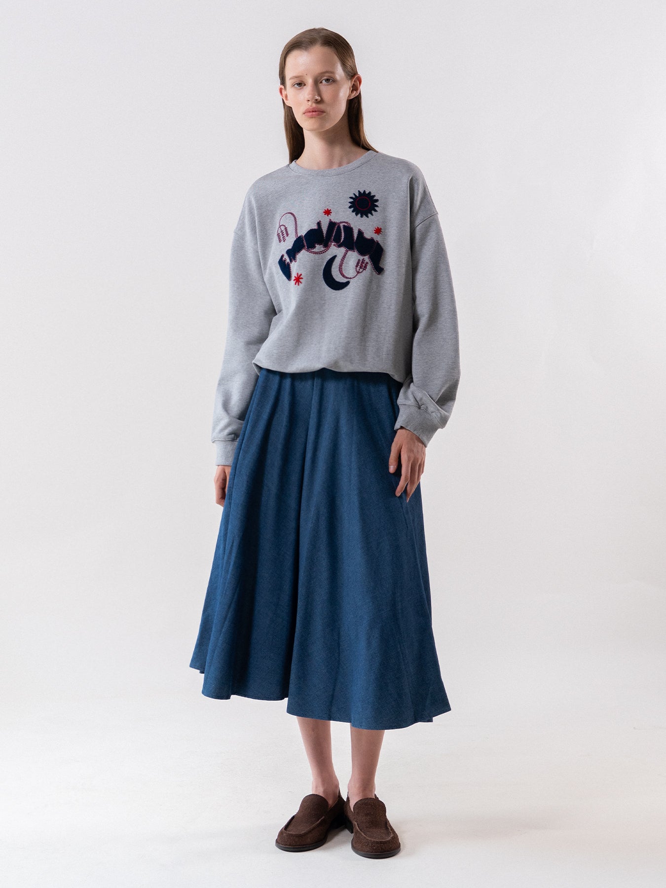 Denim A-Line Cotton Skirt