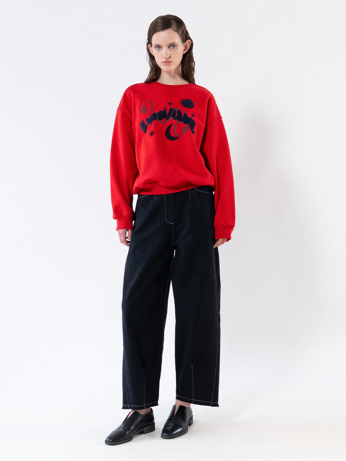 Black Barrel Leg Trousers