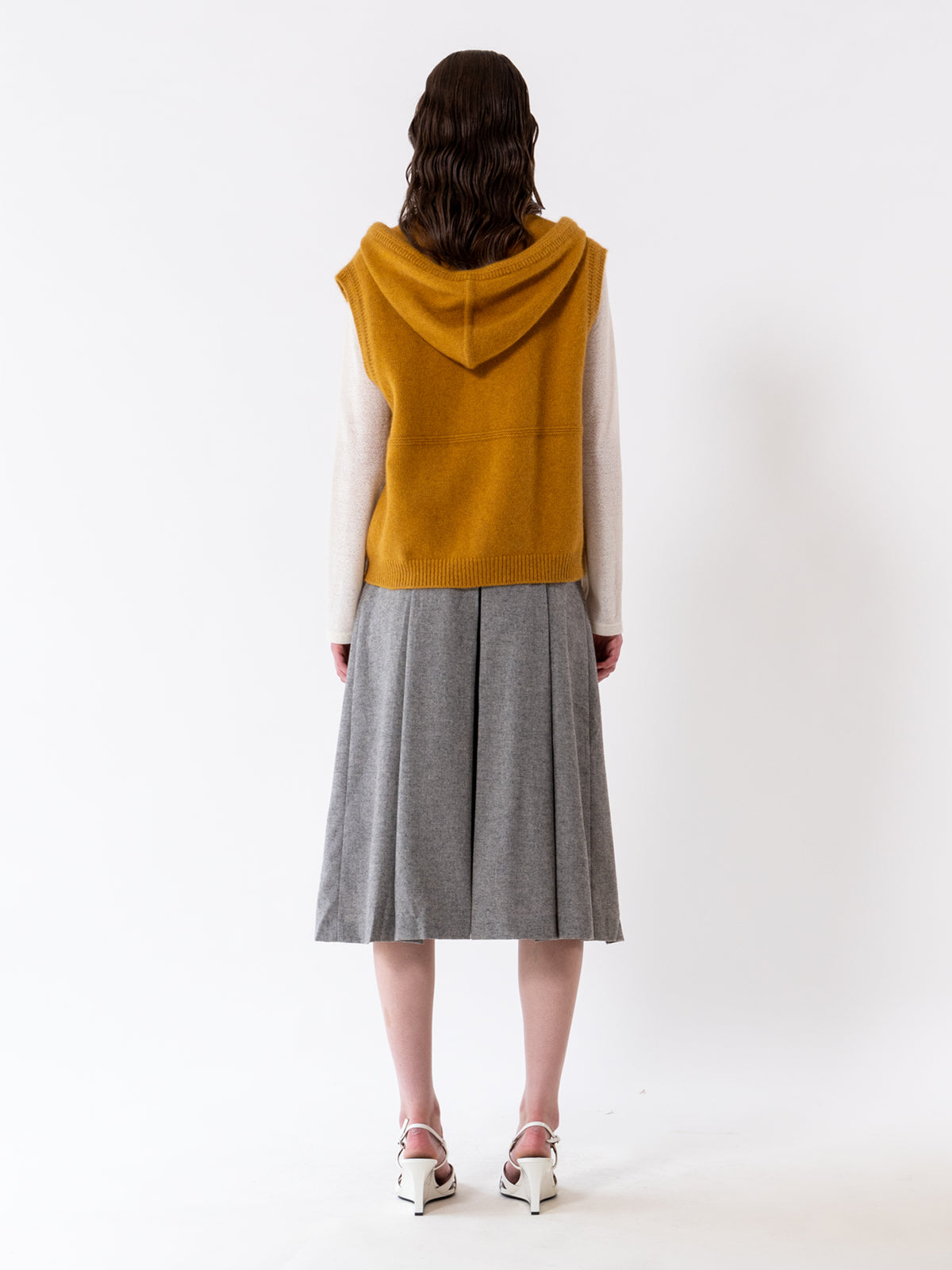 Mustard Hooded Zip-Up Vest