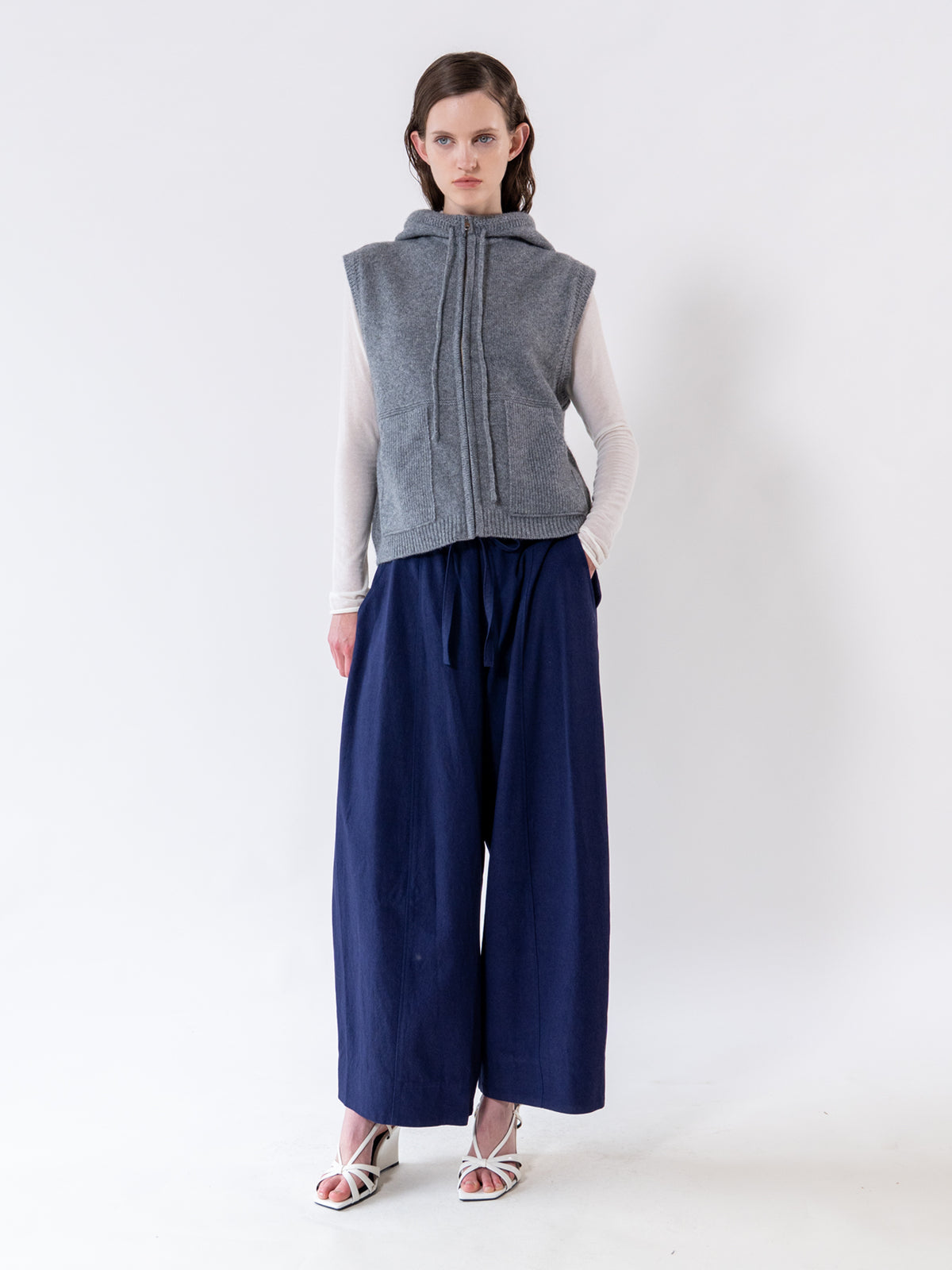 Charcoal Hooded Zip-Up Vest