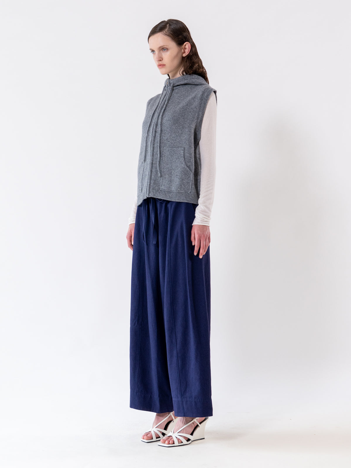 Charcoal Hooded Zip-Up Vest