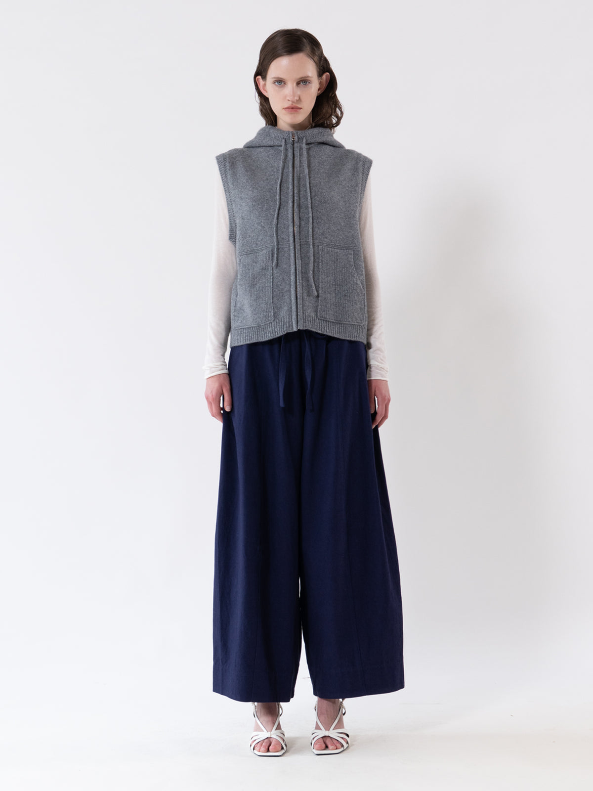 Charcoal Hooded Zip-Up Vest