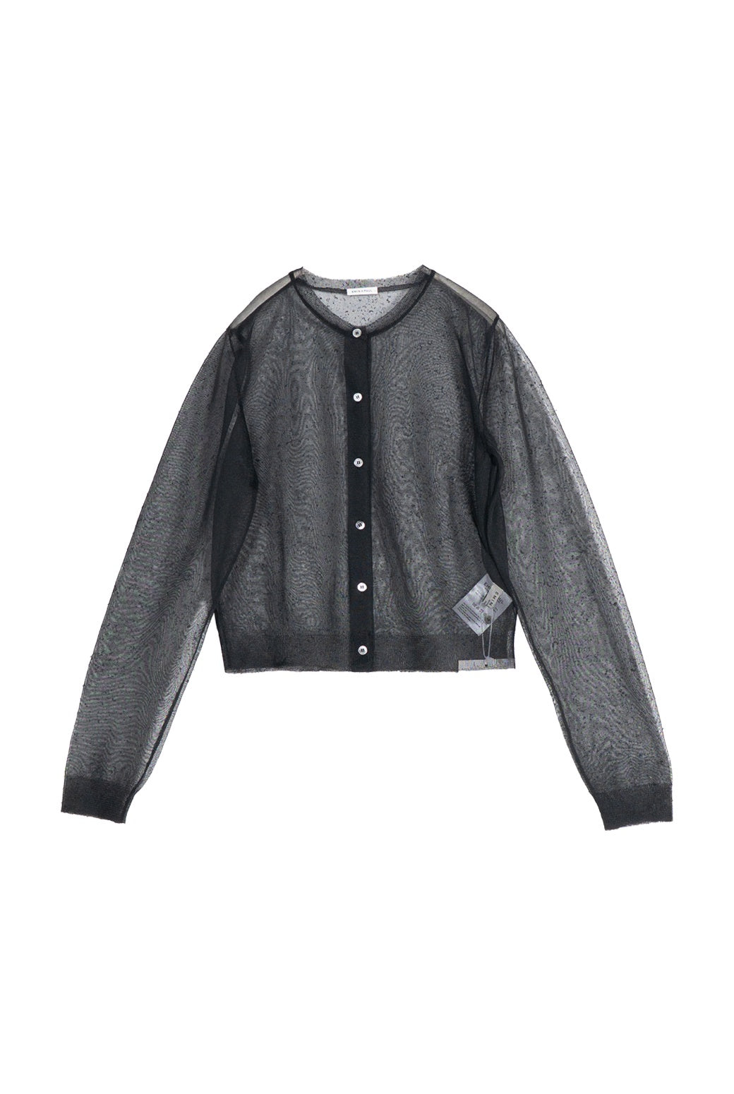 Black Sheer Button Cardigan