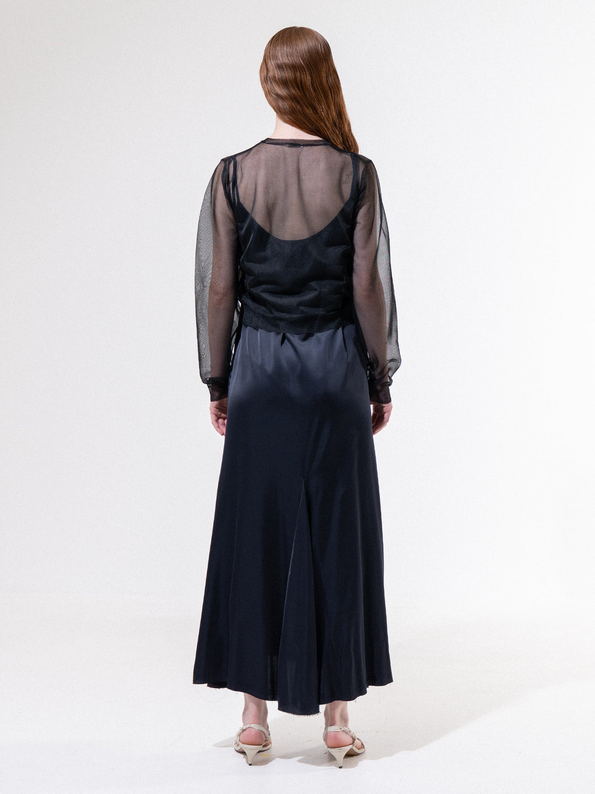Black Sheer Button Cardigan