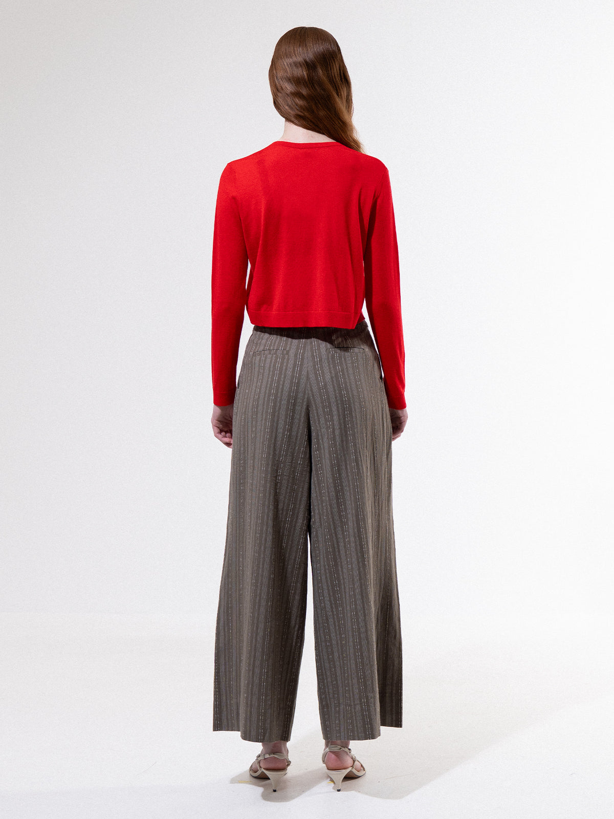 Red Button-Up Cropped Cardigan