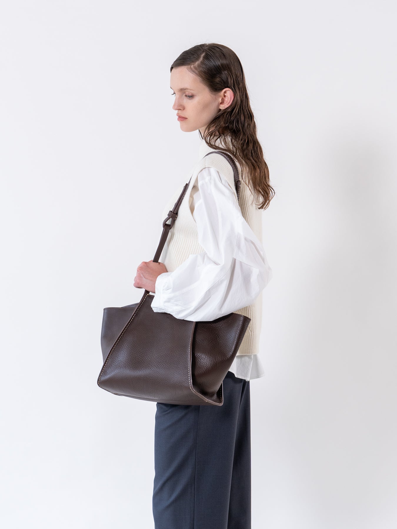 Brown rhombus Leather Bag
