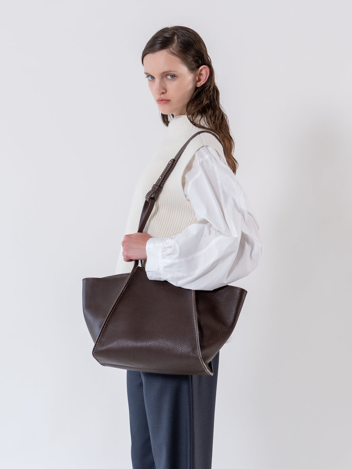 Brown rhombus Leather Bag