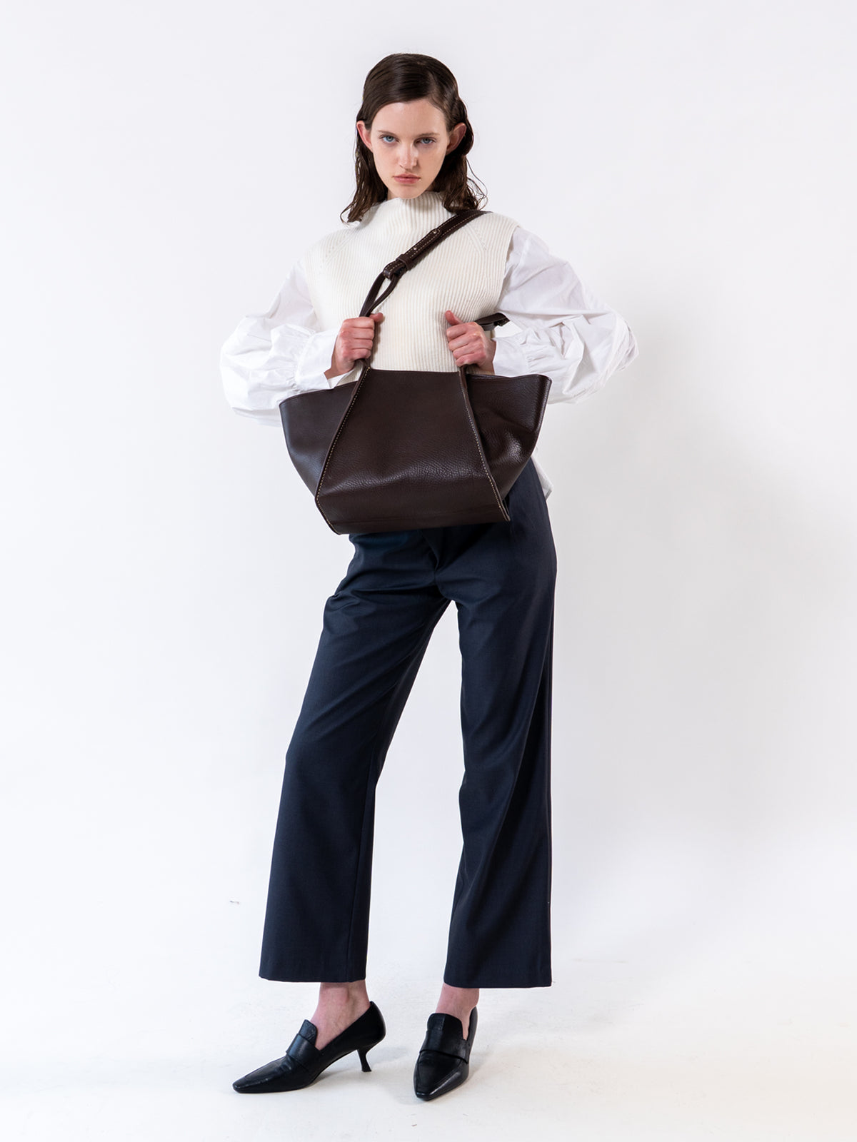 Brown rhombus Leather Bag