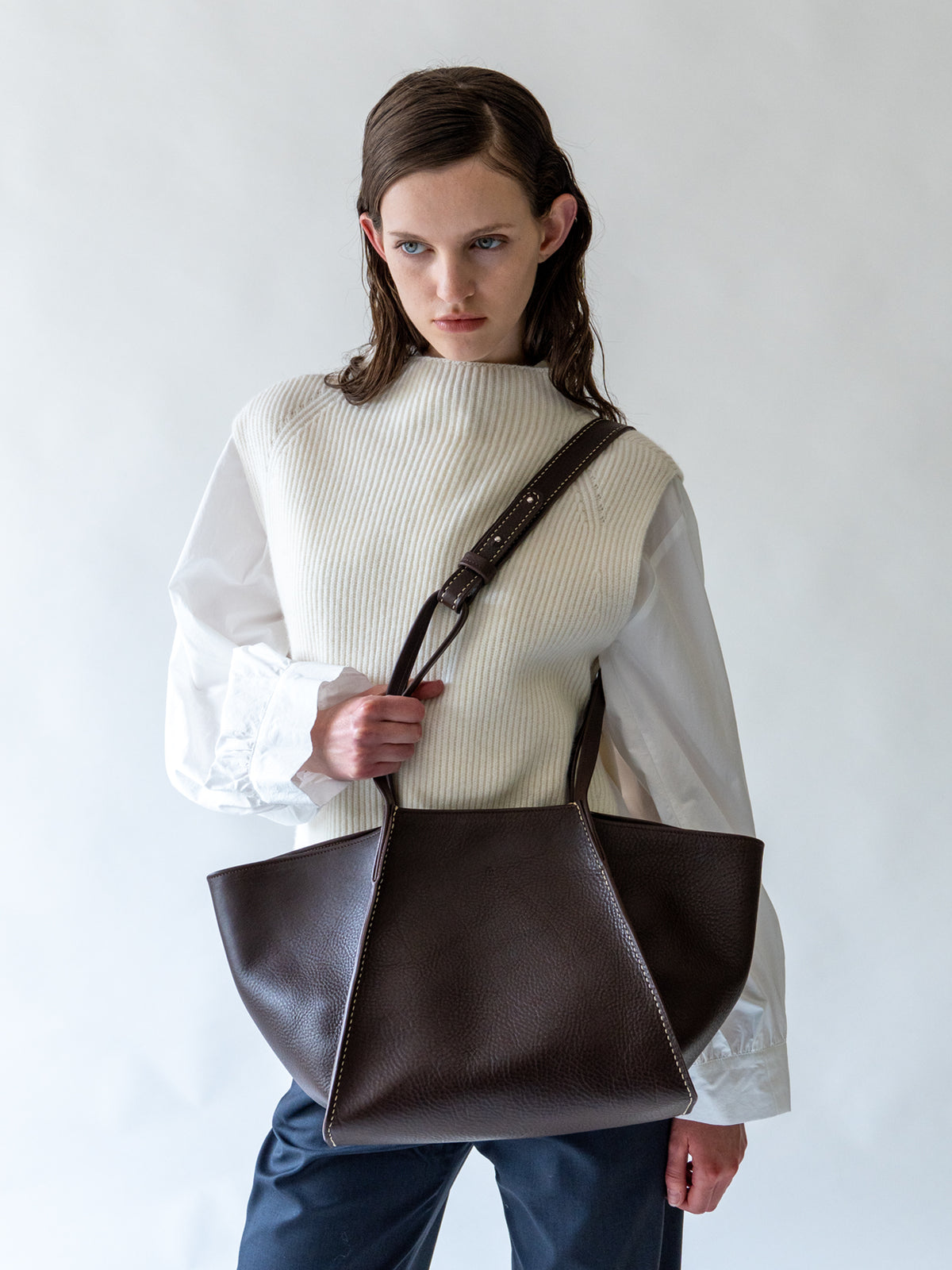 Brown rhombus Leather Bag
