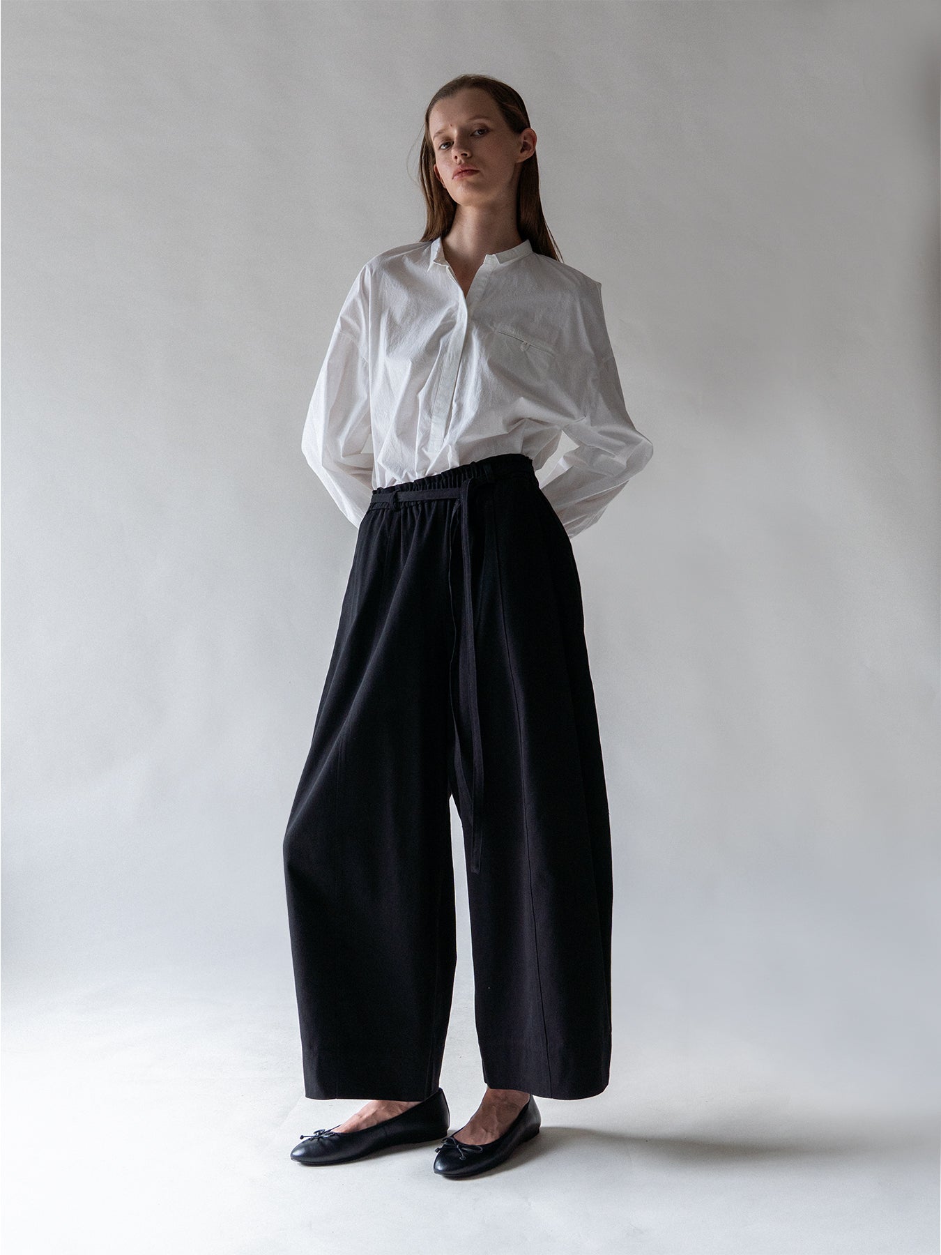 Black Belted Relax Wide Trousers