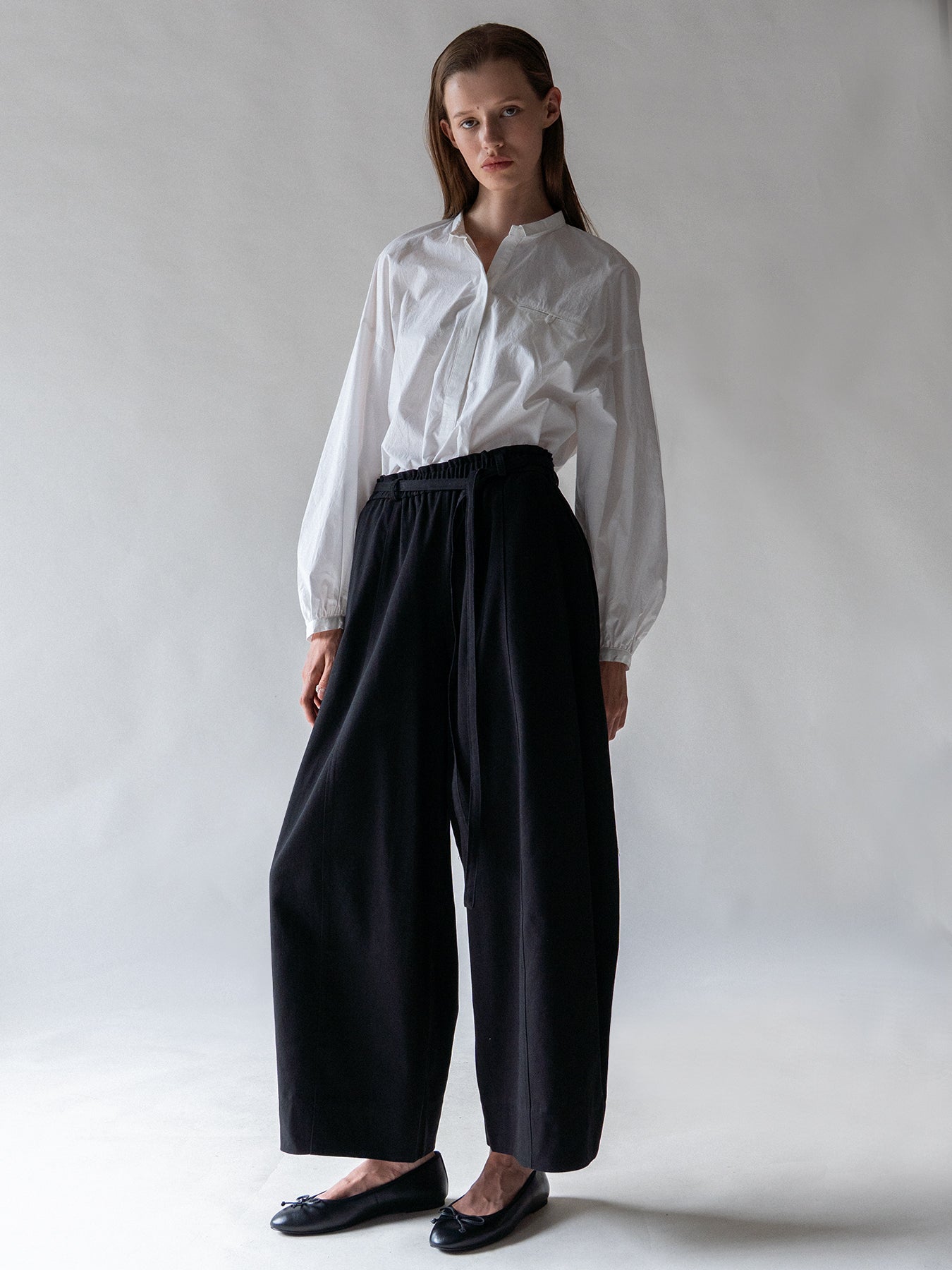 Black Belted Relax Wide Trousers