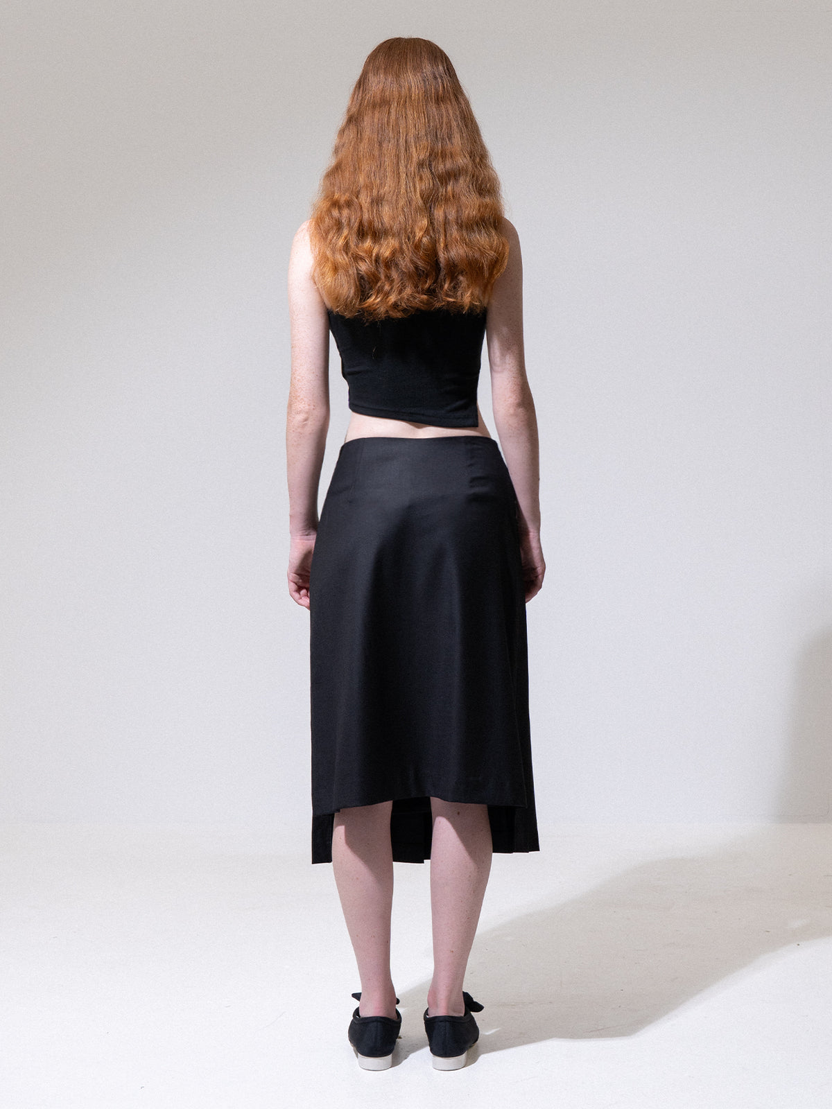 Black Front Pleated Skirt
