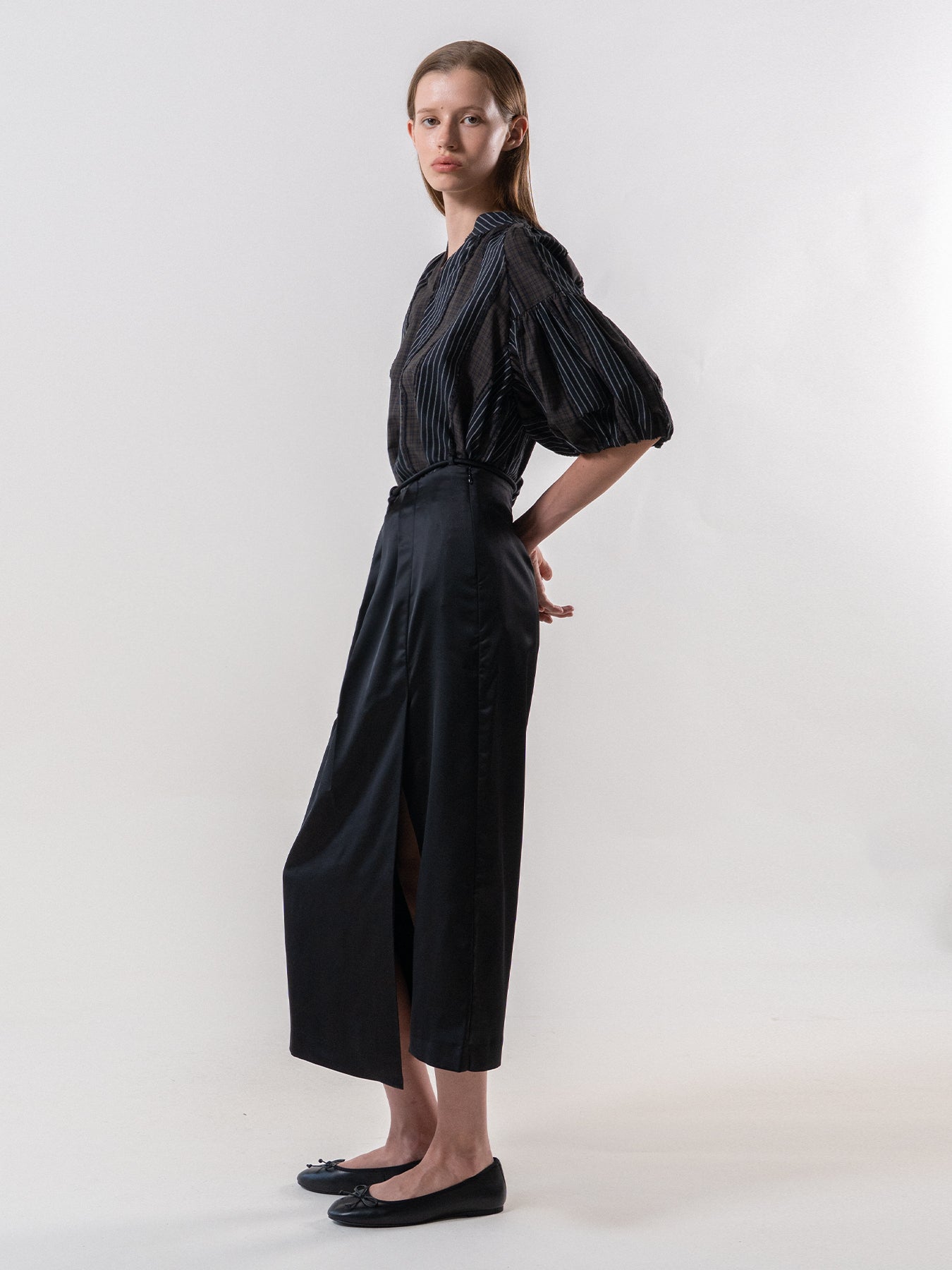 Black Wrap Around Silky Skirt