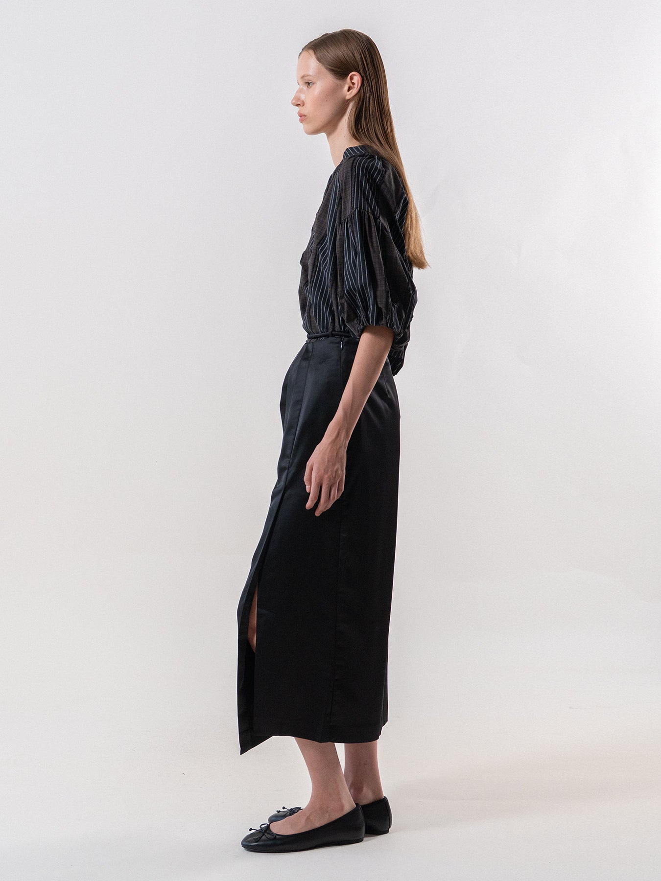 Black Wrap Around Silky Skirt