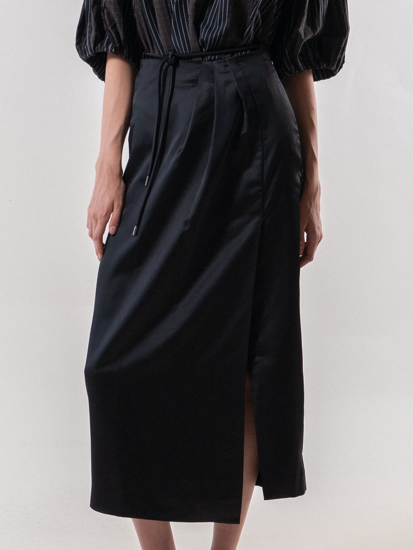 Black Wrap Around Silky Skirt