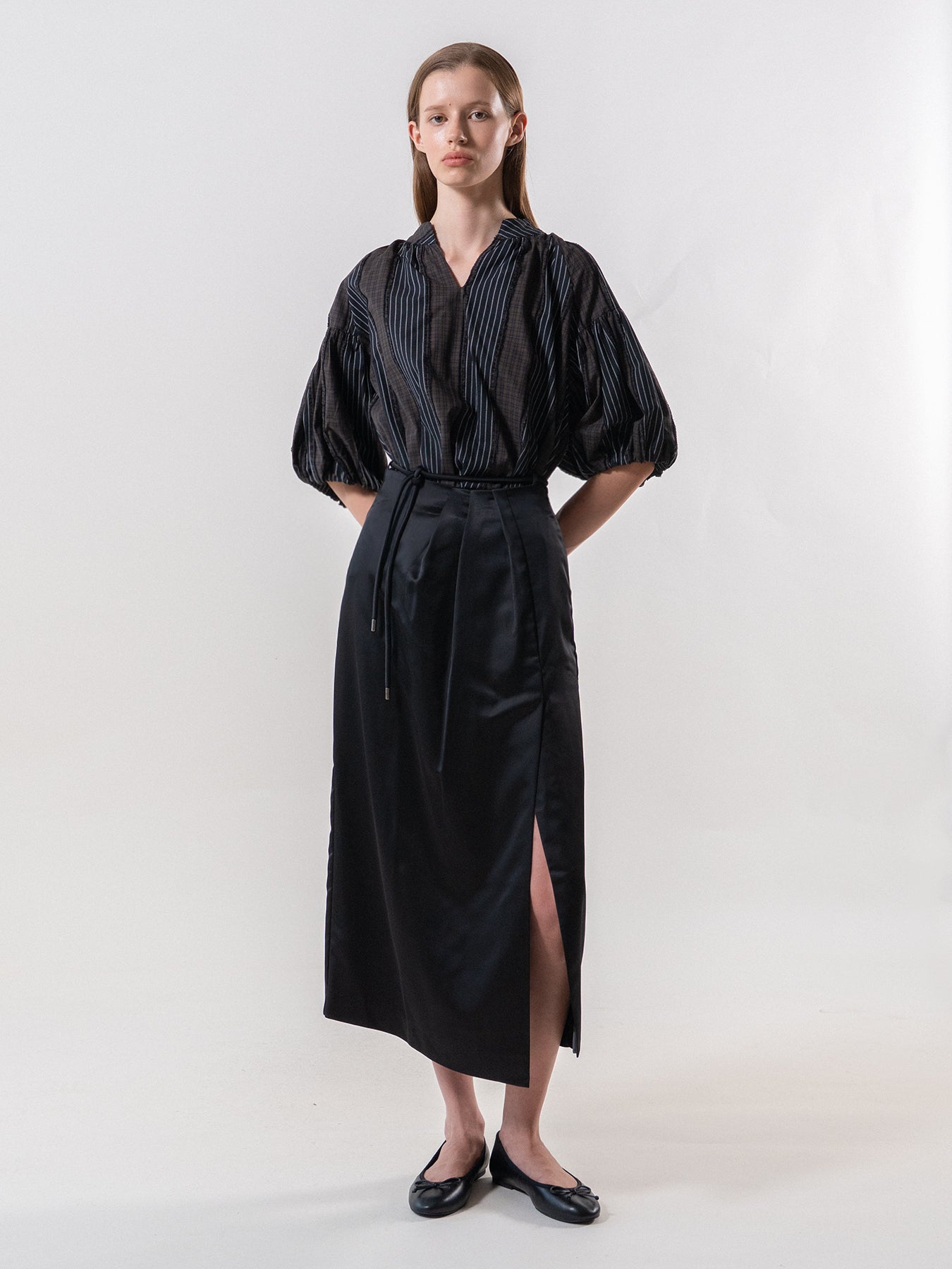 Black Wrap Around Silky Skirt