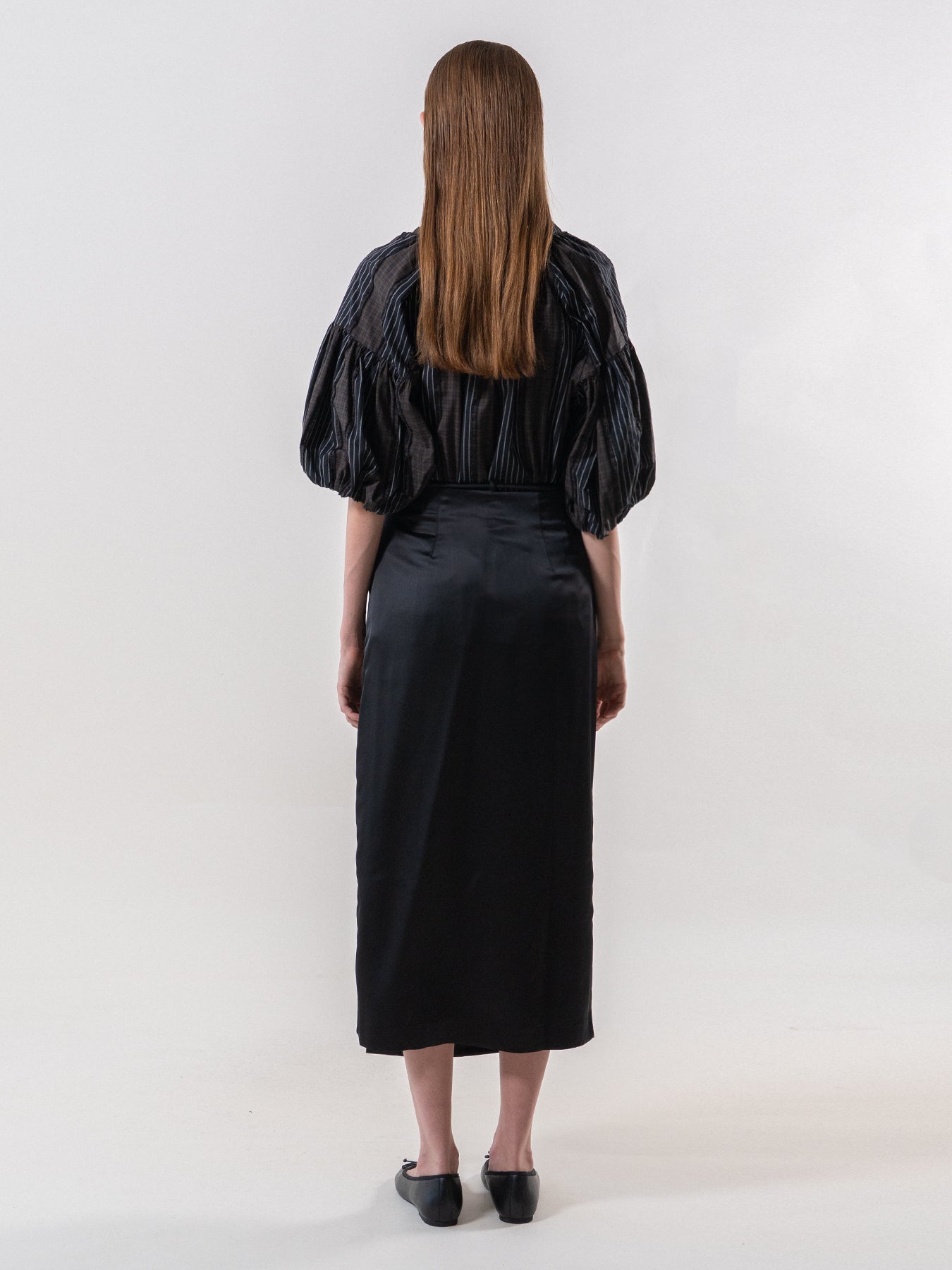 Black Wrap Around Silky Skirt