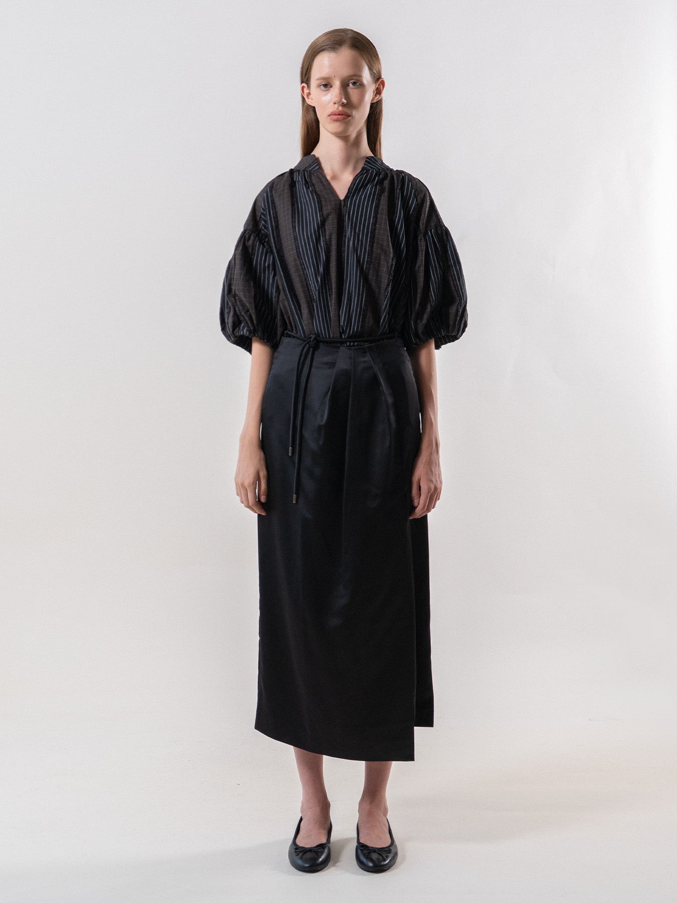 Black Wrap Around Silky Skirt