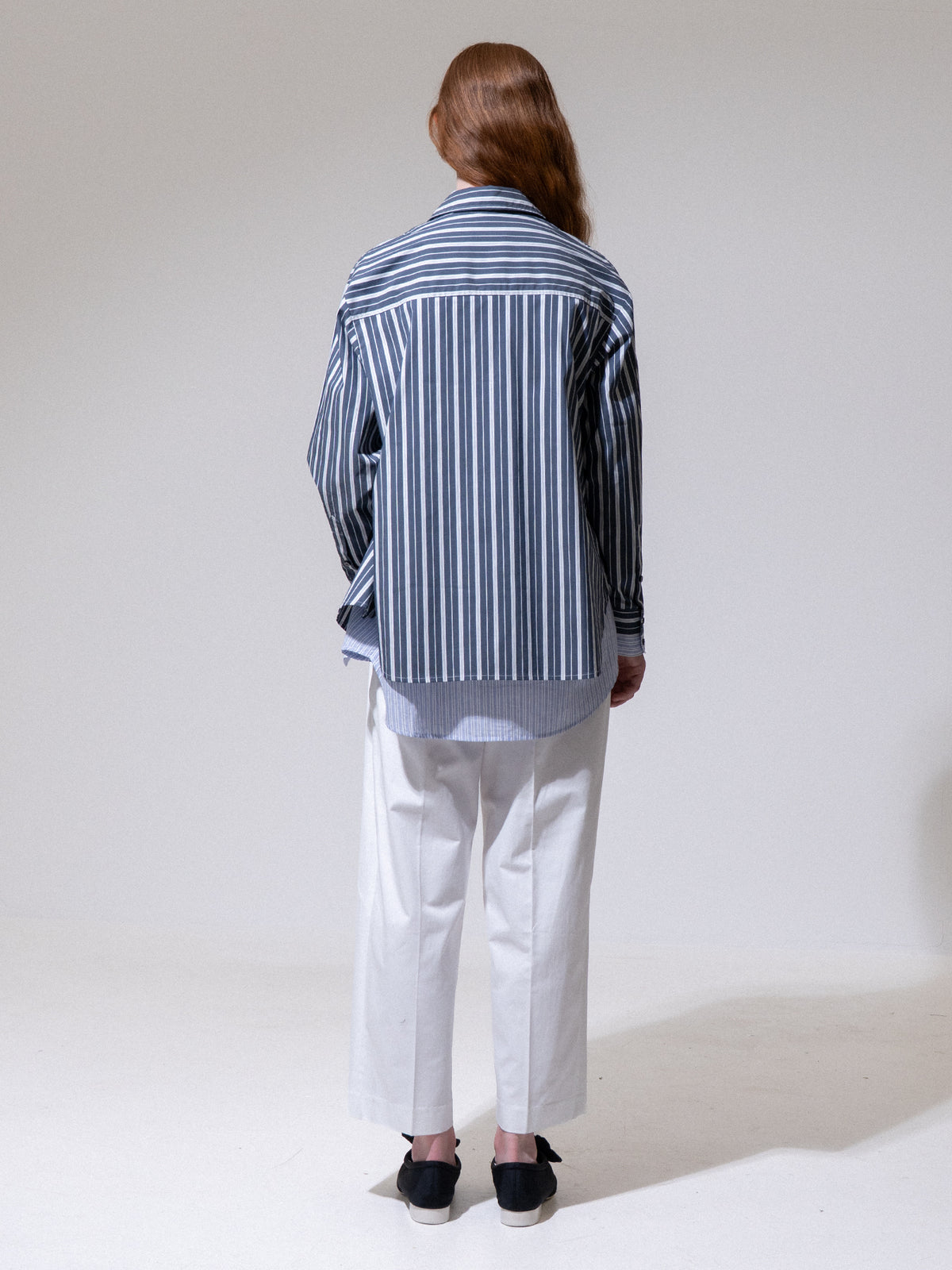 Navy Double Layer Pinstripe Shirt